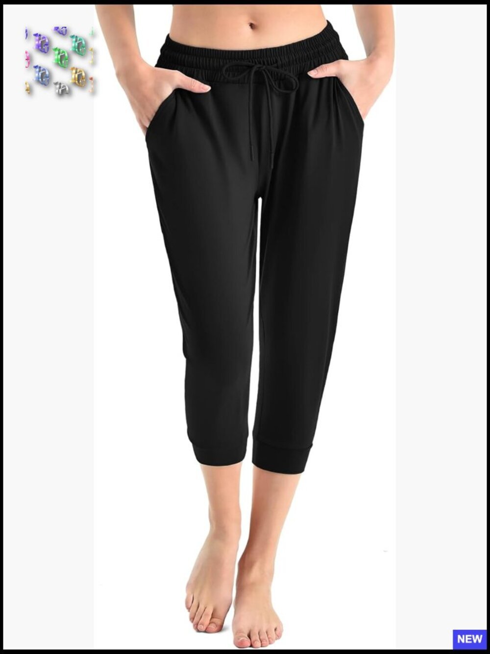 Cropped Joggers with Pockets Drawstring Sweatpants High Rise Lightweight Yoga